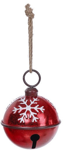 LARGE Metal RD/SL/GD Metallic Snowflake Bell Hanging  X24637