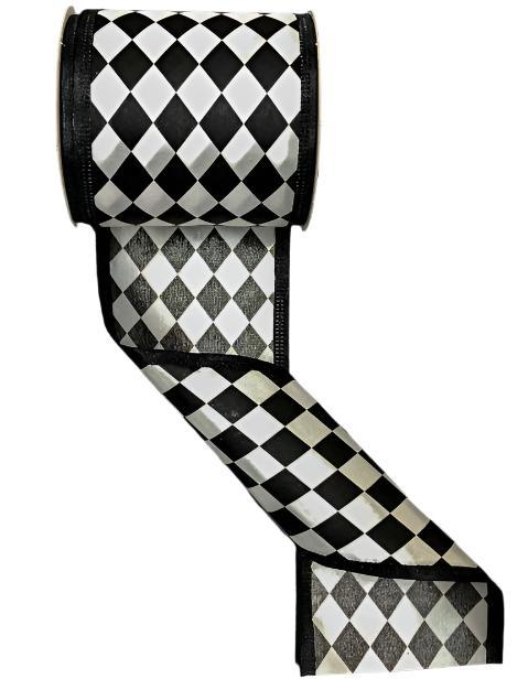 X332004-21 BLACK/WHITE HARLEQUIN, 4"X10Y