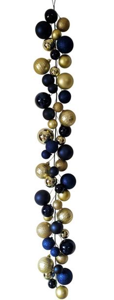 XG9112JK 6FT EFFORTLESS ORNAMENT GARLAND NAVY/GOLD