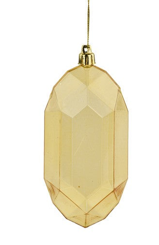 XJ544408  5"L  Clear Rectangle Gem Ornament Yellow Gold