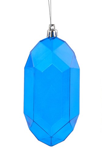 XJ544425  5"L Clear Rectangle Gem Ornament Blue