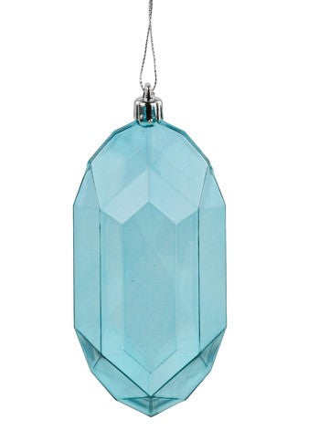 XJ5444EK  5"L Clear Rectangle Gem Ornament Turquoise