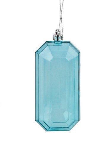 XJ5444EK  5"L Clear Rectangle Gem Ornament Turquoise