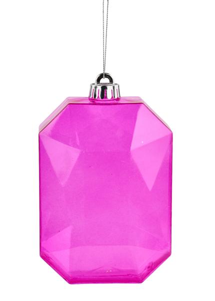 XJ5448HF  6.25"L x 4.25"W Clear Rectangle Gem Ornament Fuchsia