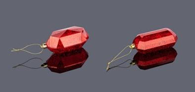 XJ551424 2 Asst 5.25"L Antique Look Gem Ornament Red