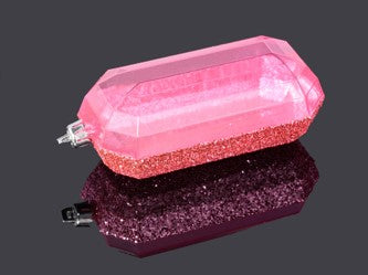 XJ552222  5.25"L Laser GLITTER Gem Ornament Bright Pink Glitter