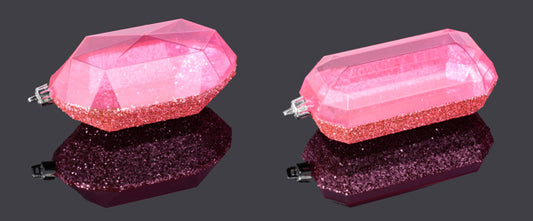 XJ552222  5.25"L Laser GLITTER Gem Ornament Bright Pink Glitter