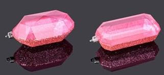 XJ552222  5.25"L Laser GLITTER Gem Ornament Bright Pink Glitter