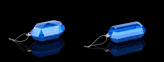 XJ552325  5.25"L Laser GLITTER Gem Ornament Royal Blue