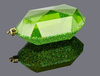 XJ552369  5.25"L Laser GLITTER Gem Ornament Laser Lime Green