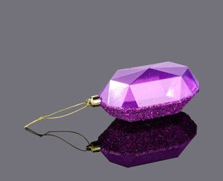 XJ552384  5.25"L Laser GLITTER Gem Ornament Purple