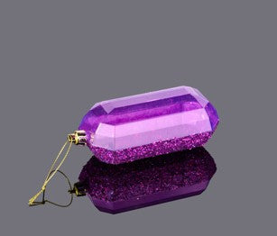 XJ552384  5.25"L Laser GLITTER Gem Ornament Purple