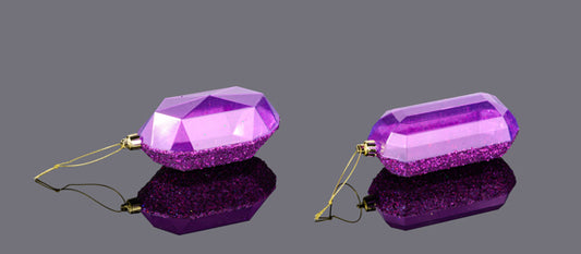 XJ552384  5.25"L Laser GLITTER Gem Ornament Purple