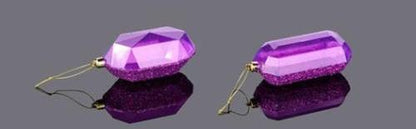 XJ552384  5.25"L Laser GLITTER Gem Ornament Purple