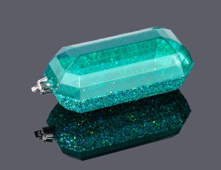 XJ5523EK  5.25"L Laser GLITTER Gem Ornament Turquoise