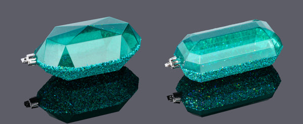 XJ5523EK  5.25"L Laser GLITTER Gem Ornament Turquoise