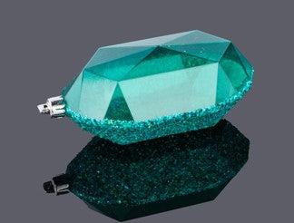 XJ5523EK  5.25"L Laser GLITTER Gem Ornament Turquoise