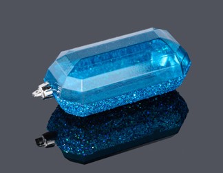 XJ5523FF  5.25"L Laser GLITTER Gem Ornament Smoke Blue