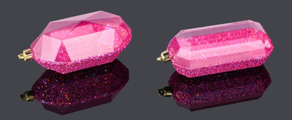 XJ5523HF  5.25"L Laser GLITTER Gem Ornament Fuchsia