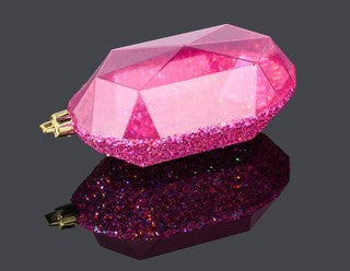 XJ5523HF  5.25"L Laser GLITTER Gem Ornament Fuchsia