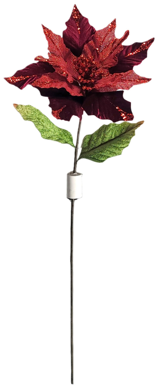 XS3944  14"Dia Poinsettia Stem- Burgundy