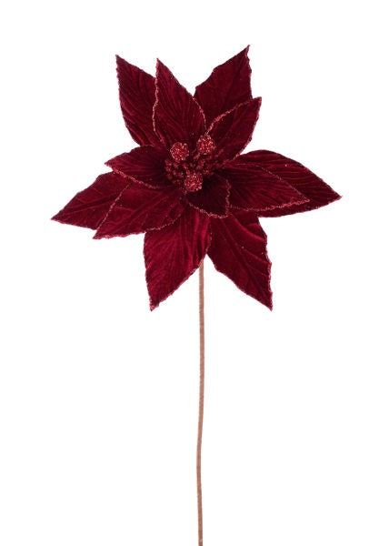 XS408705  22"L x 11.5"Dia Velvet Poinsettia