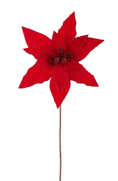 XS408724  22"L x 11.5"Dia Velvet Poinsettia