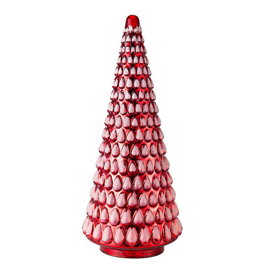 39254 Red/ White Glass Christmas Tree