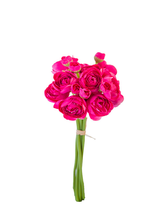 2280018FU 11" MINI RANUNCULUS BUNDLE FUCHSIA - A&B Wholesale Market Inc