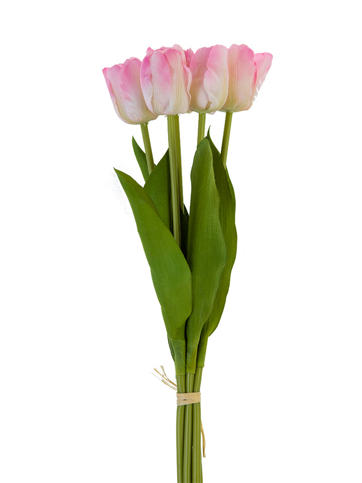 2260031WP 18" REAL TOUCH TULIP BUNDLE WHITE/PINK - A&B Wholesale Market Inc