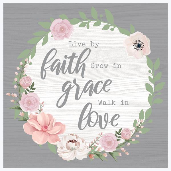 38612 WOOD FAITH GRACE LOVE WALL PLAQUE