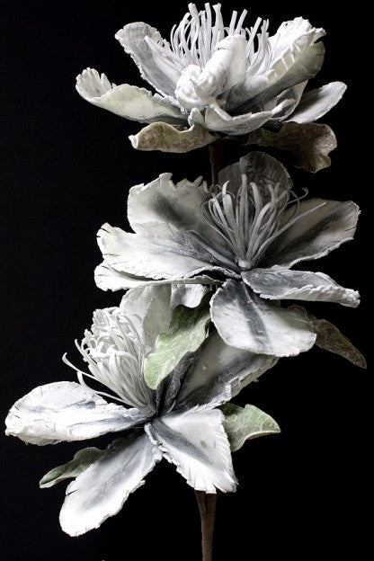 FF2366 38"H x 11"W 3 STEM GREY FOAM FLOWER - A&B Wholesale Market Inc