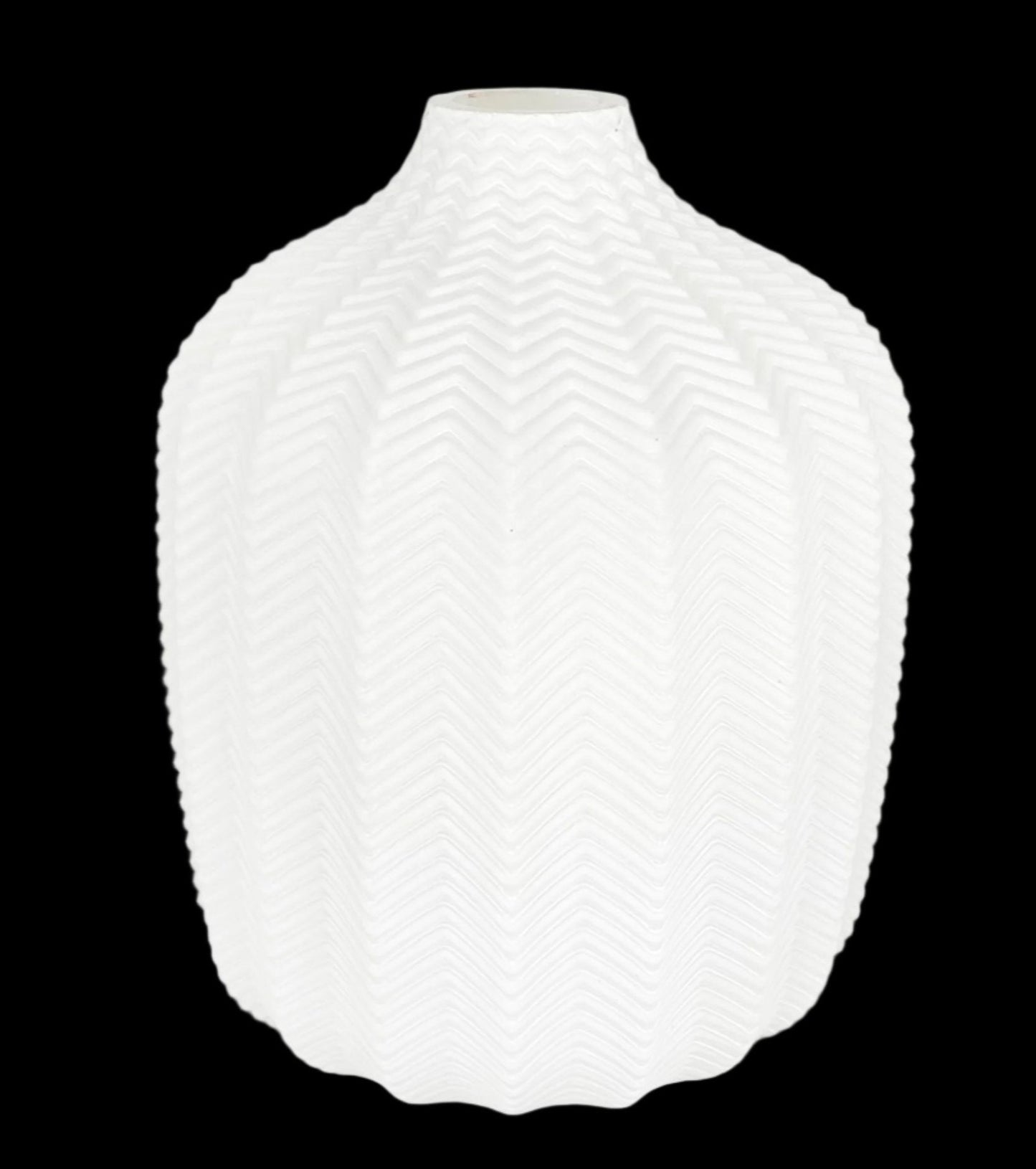 GAS34235 SMALL CHEVRON PATTERN WHITE VASE - A&B Wholesale Market Inc